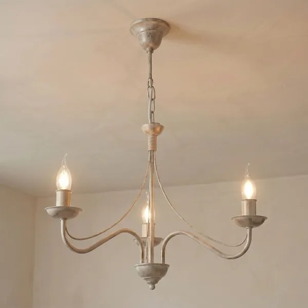 Luster na reťazi ANTON 3xE14/60W/230V biela patina