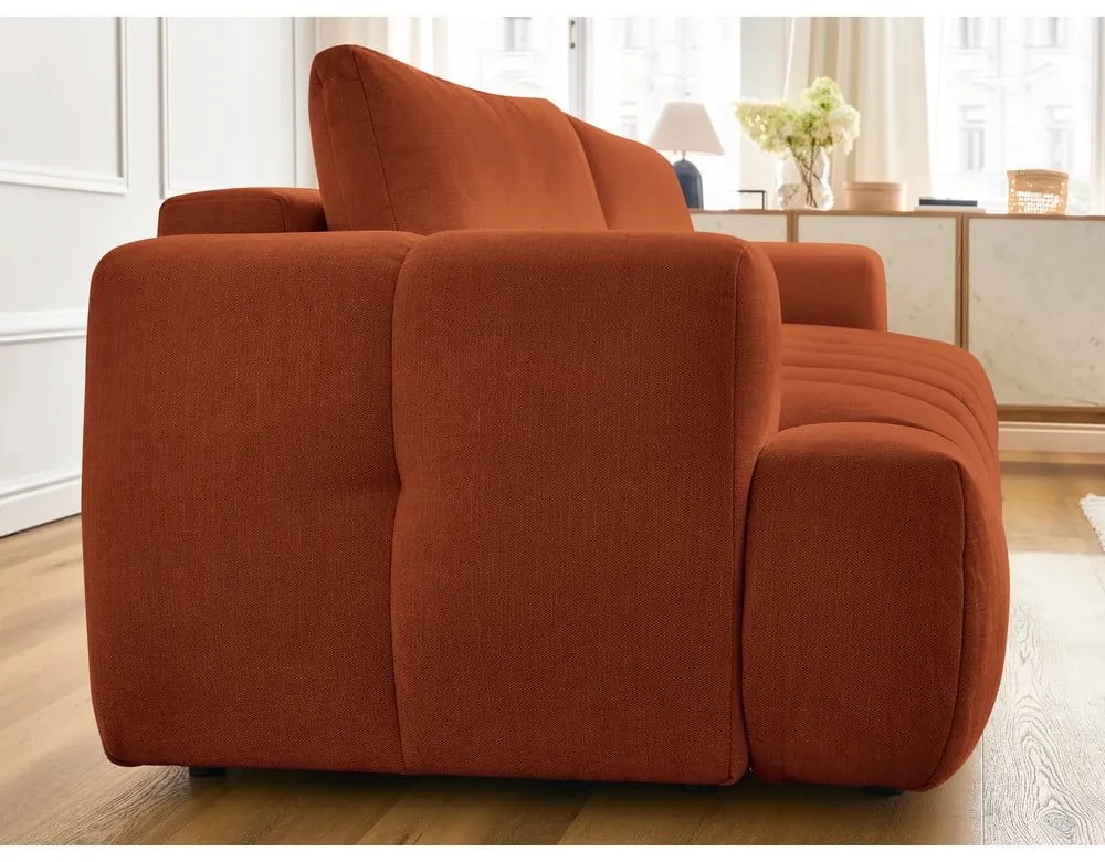 Rozkladacia/s úložným priestorom pohovka v tehlovej farbe 251 cm Fuji – Bobochic Paris