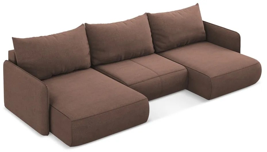 Ružová rozkladacia/s úložným priestorom rohová pohovka Nanea – Makamii