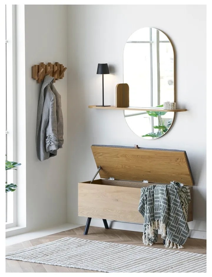 Nástenný vešiak z dubového dreva v prírodnej farbe 3 cm Caltra – House Nordic