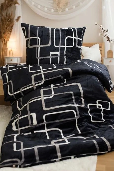Jerry Fabrics Mikroflanelové obliečky 140x200 + 70x90 cm - Štvorec