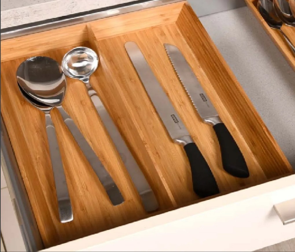 Zeller Present Organizér do zásuvky na kuchynské náradie s priehradkou, bambusový KESP DUO 35 x 43 cm