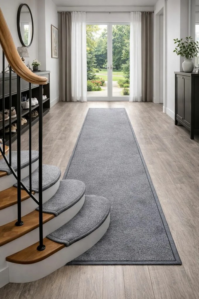 Vopi Nášľapy na schody Eton šedý obdĺžnik, samolepiaci - 25x80 obdĺžnik (rozmer vrátane ohybu)