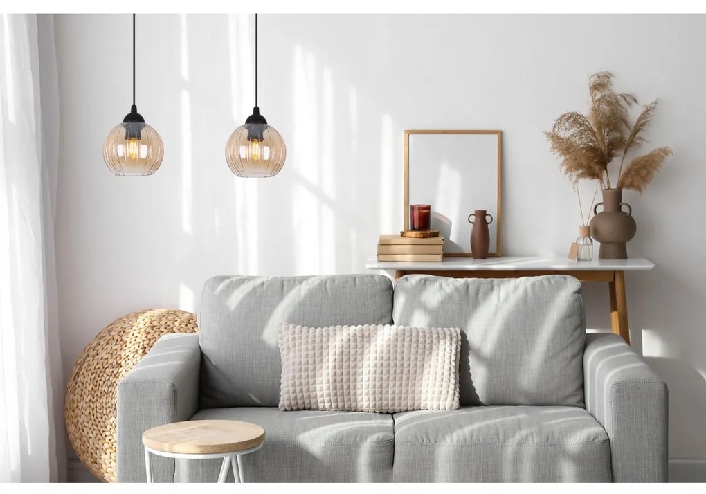 Závesné svietidlo Costa, 1x medové sklenené tienidlo, b