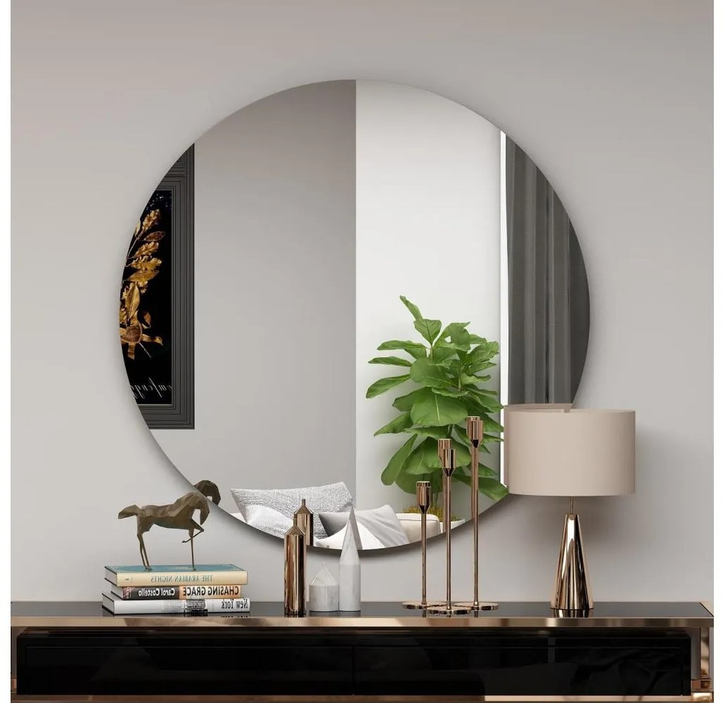 Nástenné zrkadlo ZEOS pr. 70 cm čierna