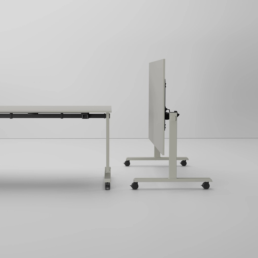 Mobilný stôl MATCH, 160x80 cm, sivá podnož, breza