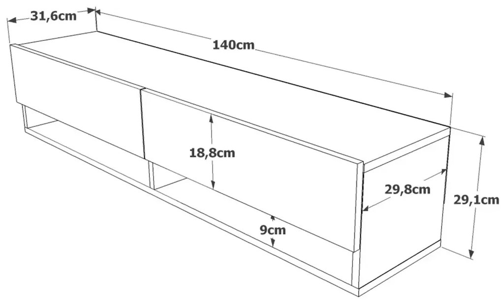 Závesný TV stolík Houseland Felicia Atlantic pine/anthracite grey
