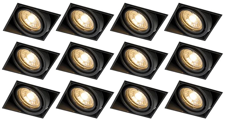Sada 12 vstavaných bodových svetiel čiernych GU10 sklápateľných bez rámu - Oneon