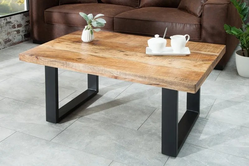 Konferenčný stolík Iron Craft 100 cm mango prírodný rám v tvare U