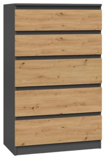 Komoda Musecalo 4 (antracit + dub artisan). Akcia -18%. Vlastná spoľahlivá doprava až k Vám domov. 1132795