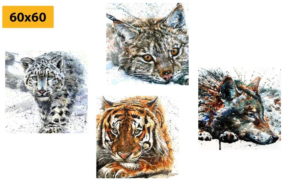 Set obrazov zvieratá v nádhernom akvarelovom prevedení Varianta: 4x 40x40