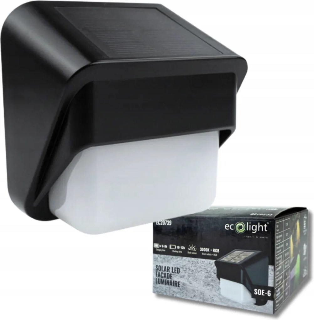 ECOLIGHT Solárne fasádne svietidlo so súmrakovým senzorom