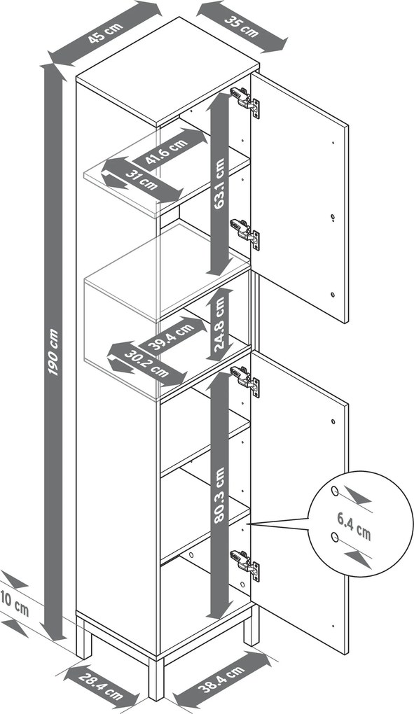 Vysoká skrinka do kúpeľne »Eklund«, biela