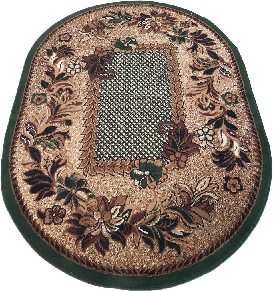 Oválny koberec Alfa 01 v zelenej farbe – nízky vlas Rozmer: 80x150 cm