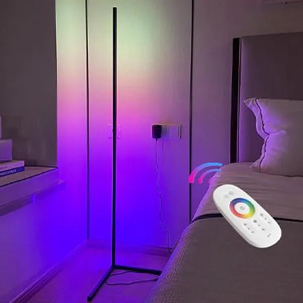 Rohová stojaca lampa čierna 20W RGB Zmena farieb Diaľkové ovládanie