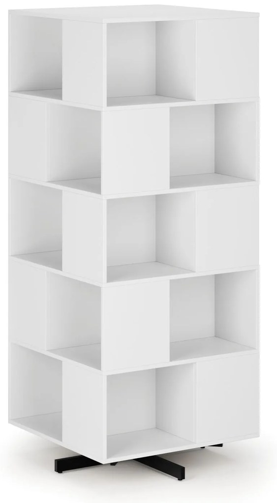 Otočný regál, 800×800×1932 mm, 4x 5 oddielov, biela