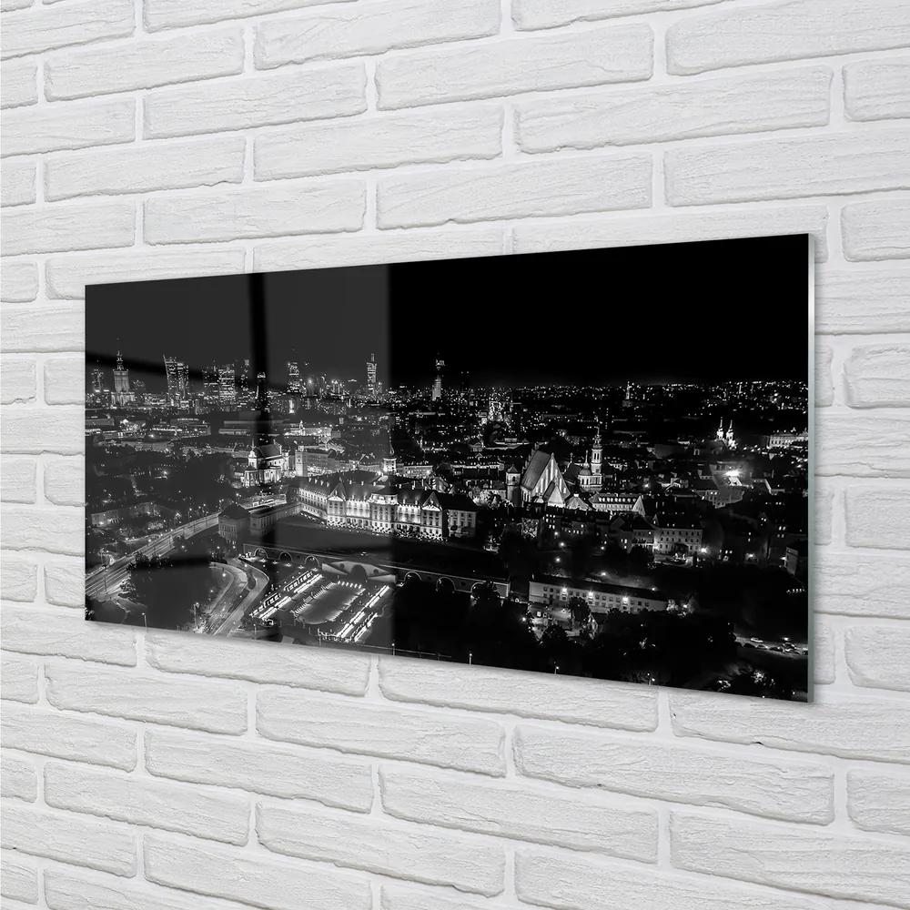 Obraz na akrylátovom skle Nočná panoráma varšavy mrakodrapov 140x70 cm