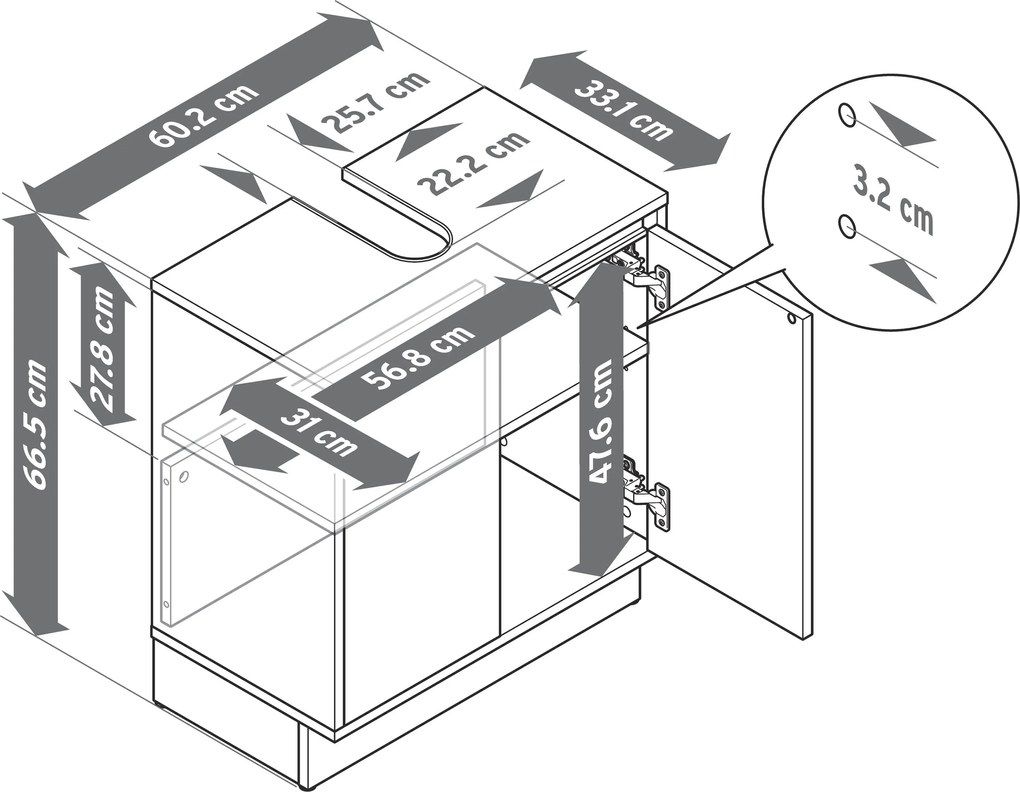 Umývadlová skrinka, biela