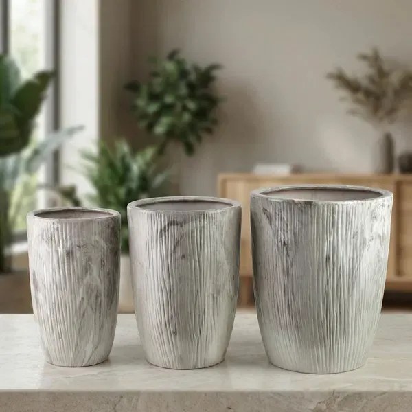 Sada 3 ks květináčů NEVA MARBLE IX béžová