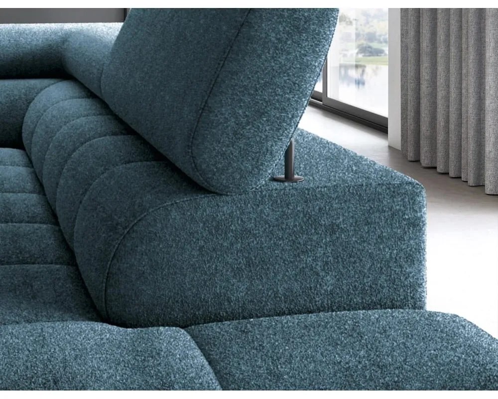 Modrá rozkladacia/s úložným priestorom rohová pohovka z textílie buklé (pravý roh/do L) Ferucce – ELTAP