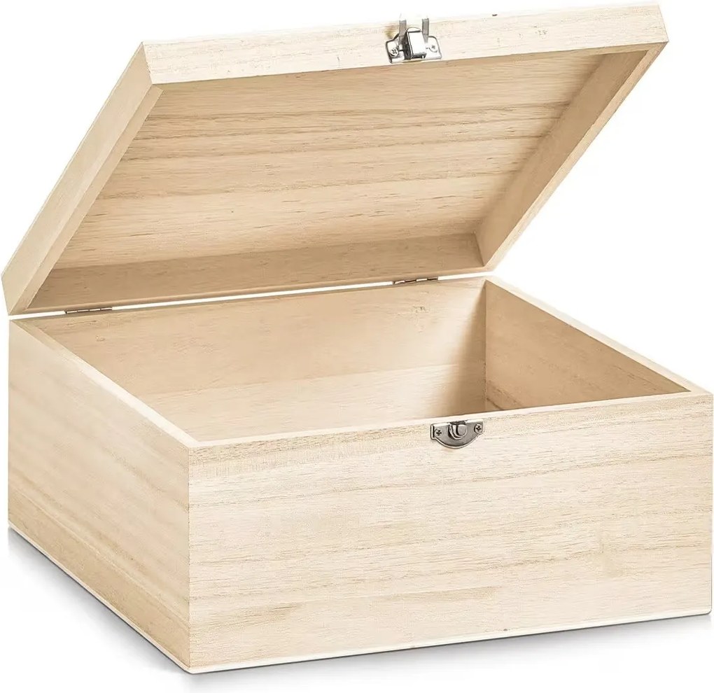 Zeller Present Drevený úložný box s vekom, ZELL, 26 x 26 x 12,5 cm