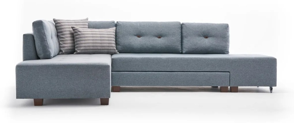 Rohová rozkladacia pohovka Manama svetlomodrá ľavá