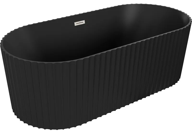 Mexen Paola, voľne stojaca vaňa, drážkovaná, 170 x 80 cm, čierna matná, brúsená oceľ, 52721708071-97