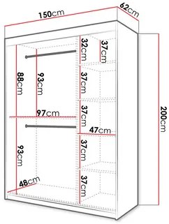 Šatníková skriňa Torro 2150 (biela). Vlastná spoľahlivá doprava až k Vám domov. 1123157