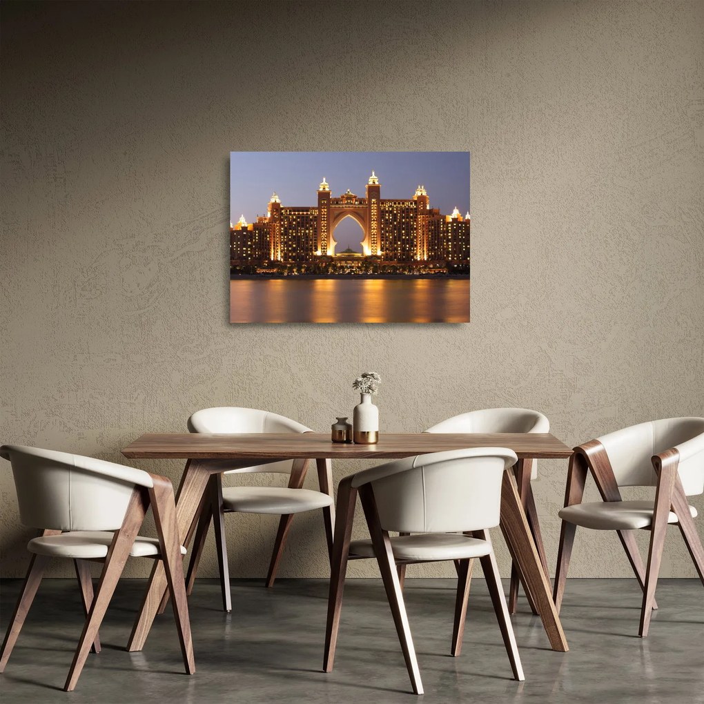 Sklenený obraz stavby v Dubaji (70x50 cm)