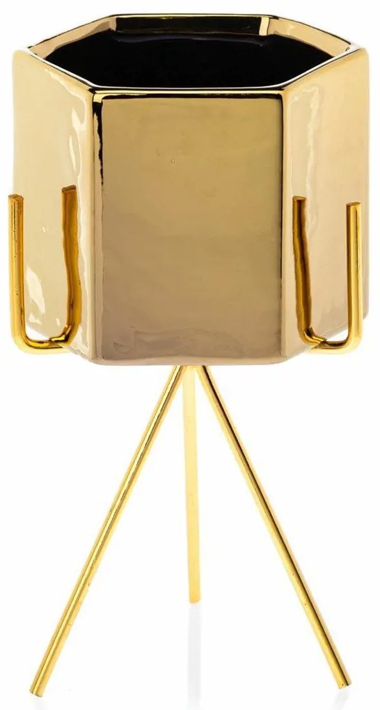 KERAMICKÝ KVETINÁČ SO STOJANOM SASHI 20X9,5 CM ZLATÁ