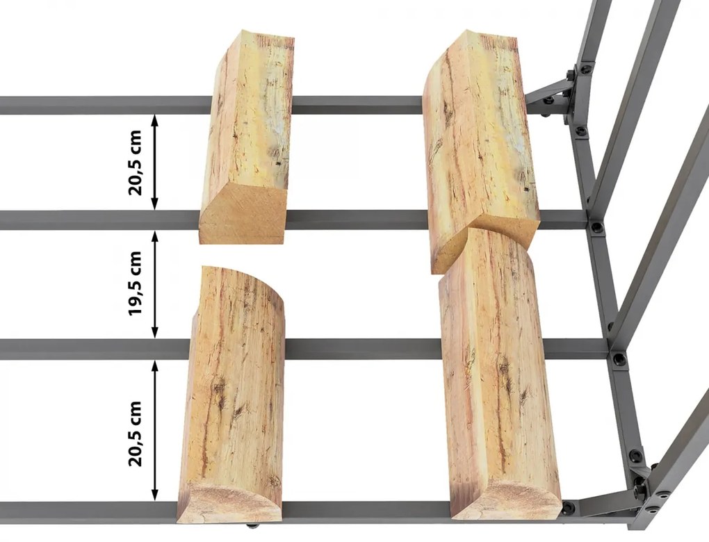 Prístrešok na palivové drevo Ruston XXL - 185x70x185 cm, hliník - antracit
