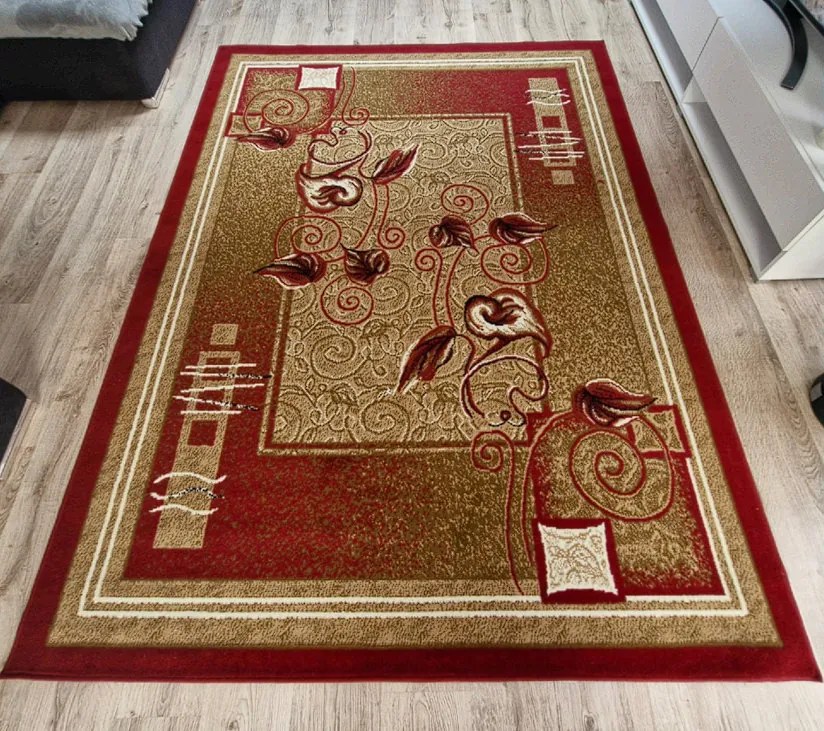 Klasický koberec Shiraz BCF Kalia – červeno-béžový vzor Rozmer: 180x250 cm