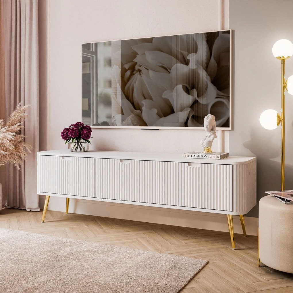 TV stolík CORA II biela + zlatá