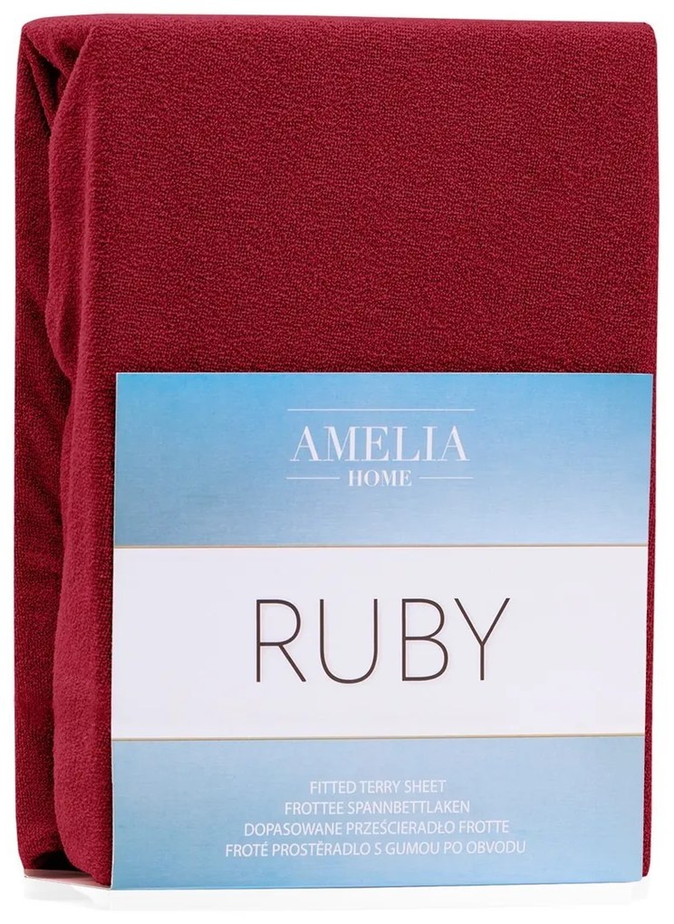 Froté plachta s gumou AmeliaHome Ruby tmavočervené