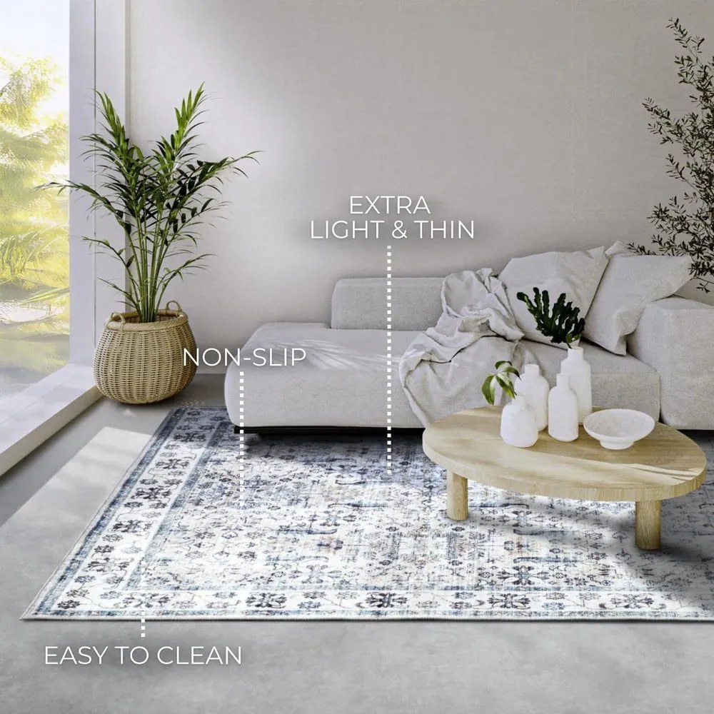 Svetlomodrý koberec 200x290 cm Saveh Cream Blue – Elle Decoration
