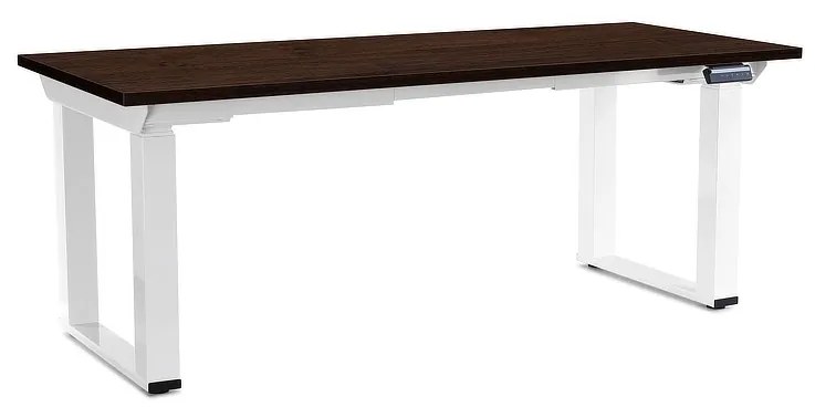 Výškovo nastaviteľný stôl OfficeTech Strong 180 x 80 cm, biela podnož, wenge