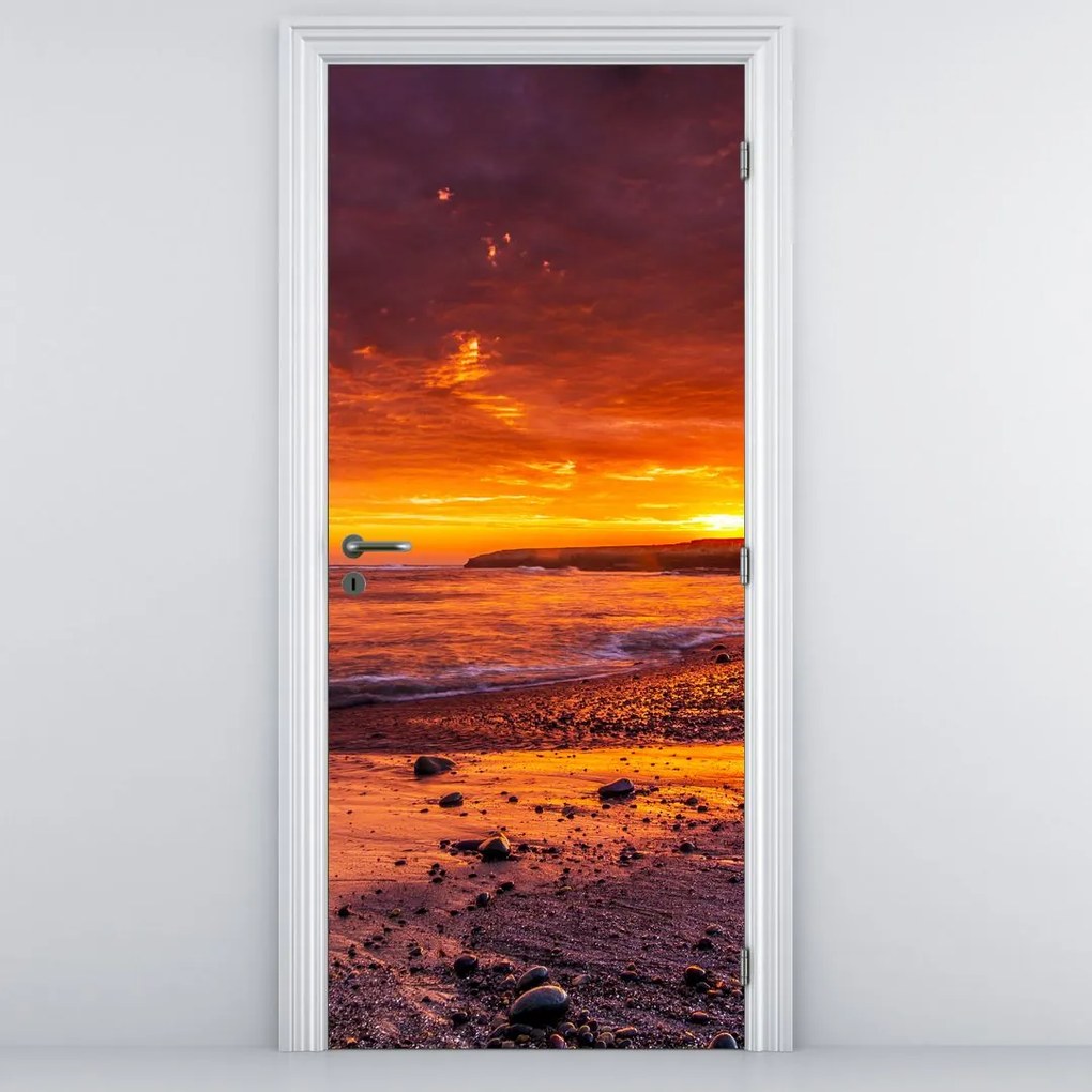 Fototapeta na dvere - Západ slnka pri mori (95x205cm)