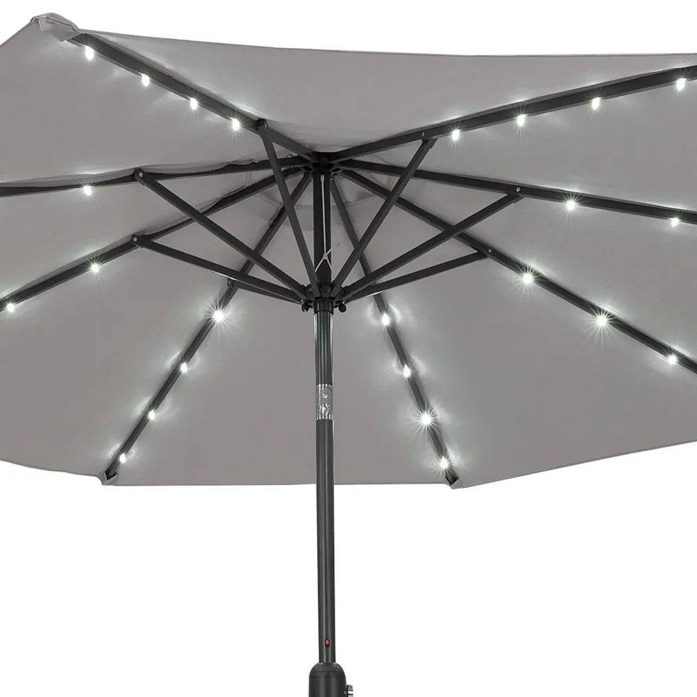 Butlers SUN & STARS Slnečník 2,7 m s LED osvetlením - sv. šedá