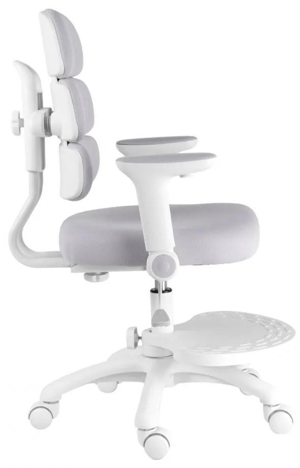 Detská rastúca stolička Neoseat KIDDY THREE — látka, prateľný poťah, sivá