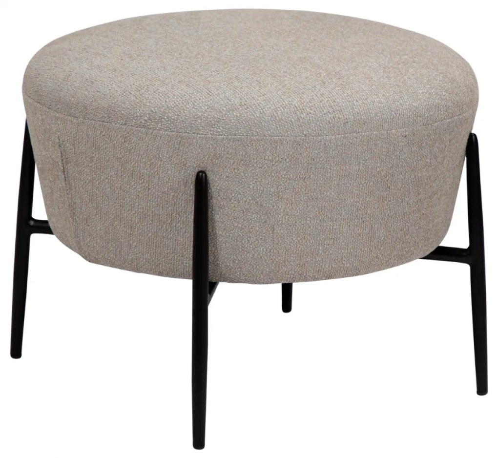 ORBIT TABURET stone bouclé/antique pewter