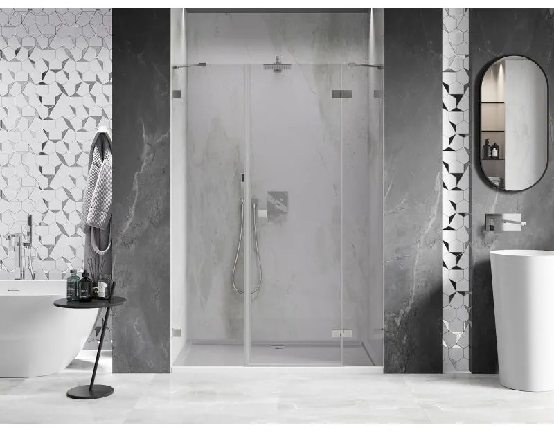 Mexen Lunar, pravé otočné sprchové dvere 160 cm, 8mm číre sklo, oceľový profil, 834S-160-050-97-00-P