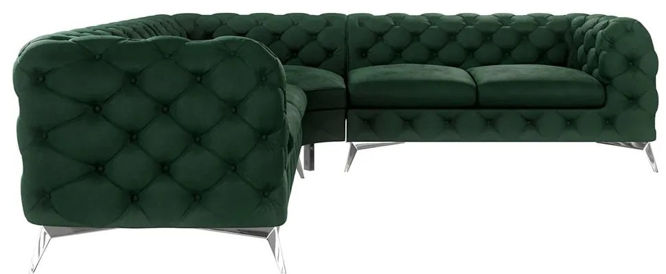 Tmavozelená zamatová rohová pohovka Chelsea – Ropez