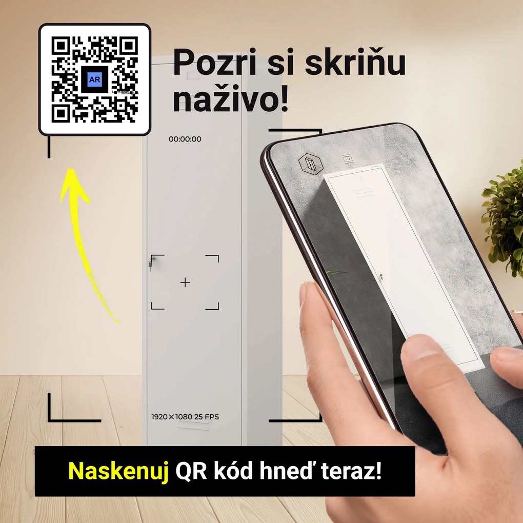 Úzka kovová úložná skriňa, biela, 500x1850x500 mm: AGNES