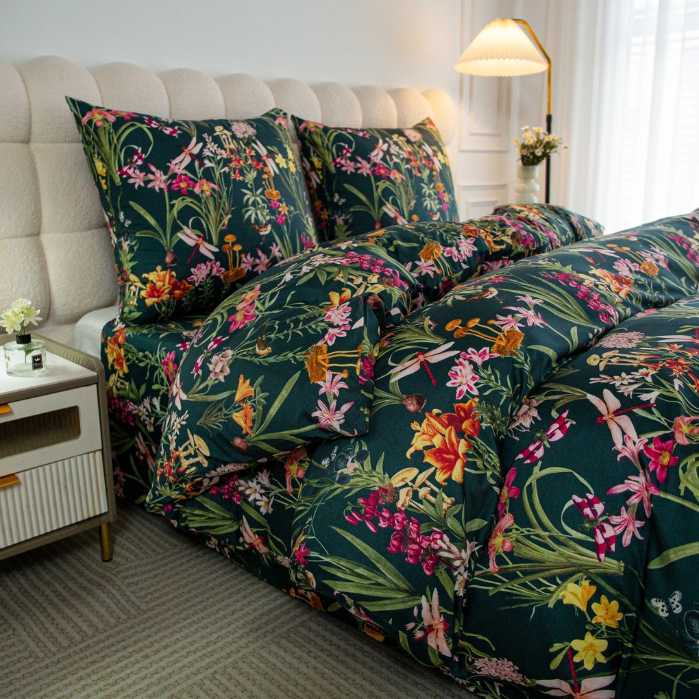 Obliečky z mikrovlákna MYSTIC GARDEN tmavo zelené Rozmer obliečky: 2 ks 70 x 90 cm | 200 x 220 cm