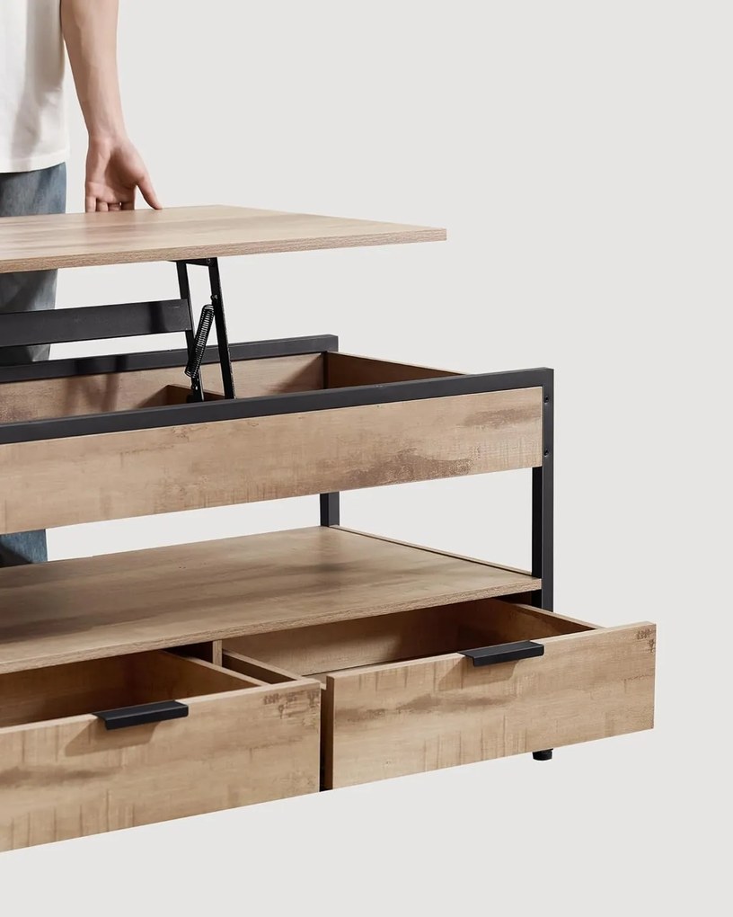 Konferenčný stolík s výškovým nastavením Vasagle Indigra ťaví hnedý/čierny