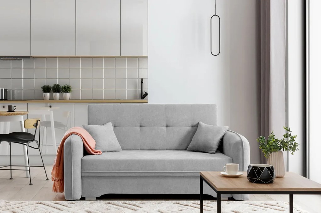 Rozkladacia 2-miestna pohovka LAINE, svetlosivá