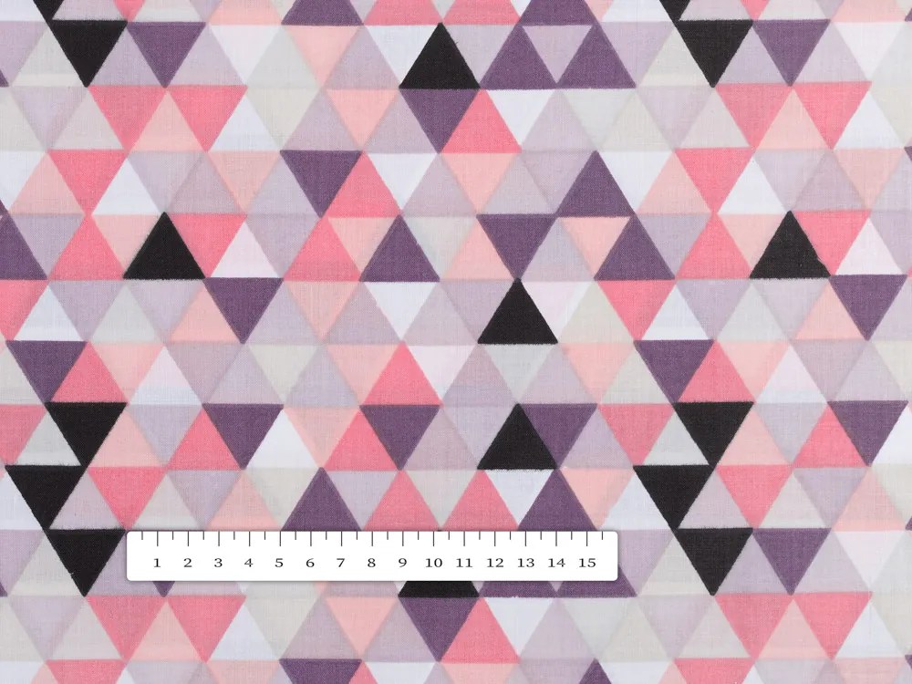 Biante Bavlnená obliečka na vankúš s lemom Sandra SA-330 Ružovo-fialovo-čierne trojuholníčky 60 x 60 cm