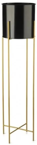 Kovový kvetináč OSLO 95x17 cm čierna/zlatá