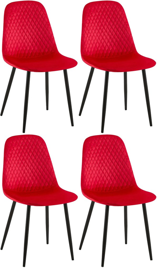 4x Stolička Giverny zamat - červená