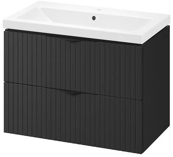 Cersanit Tirso, závesná umývadlová skrinka 794x447x572 mm + keramické umývadlo, čierna matná, S801-587